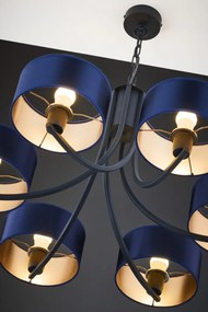 Κρεμαστό Πολύφωτο Arthur Φ78cm Μαύρο με Μπλε Ύφασμα