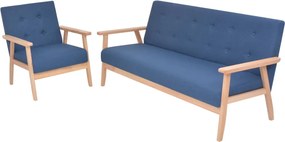 vidaXL Σετ Σαλονιού 2 τεμ. Μπλε Υφασμάτινο