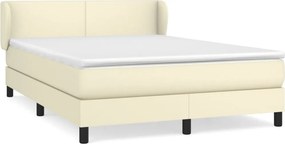 vidaXL Κρεβάτι Boxspring με Στρώμα Κρεμ 140x200εκ. από Συνθετικό Δέρμα