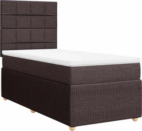 vidaXL Κρεβάτι Boxspring με Στρώμα Σκούρο Καφέ 90x190 εκ. Υφασμάτινο