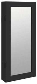 Έπιπλο Κοσμημάτων με Καθρέφτη Επιτοίχιο Μαύρο 30x8,5x67 εκ. - Μαύρο