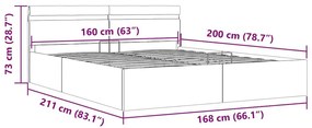 Πλαίσιο Κρεβατιού με Αποθ. Χώρο/LED Αν. Γκρι 160x200 εκ. Ύφασμα  - Γκρι