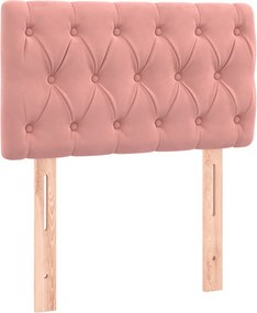 vidaXL Κρεβάτι Boxspring με Στρώμα Ροζ 80 x 200 εκ. Βελούδινο
