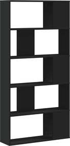 vidaXL Βιβλιοθήκη 5 Επιπέδων Μαύρη 80,5x23,5x162,5 εκ. Επεξεργ. Ξύλο