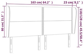 Κεφαλάρι με Πτερύγια Σκούρο Γκρι 163x23x118/128 εκ. Υφασμάτινο 3117823