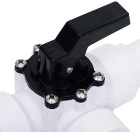 vidaXL Σφαιρική Βαλβίδα Πισίνας 3 Κατευθύνσεων Λευκή και Μαύρη