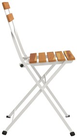 Καρέκλες Bistro Πτυσσόμενες 4 τεμ. Μασίφ Ξύλο Ακακίας + Ατσάλι - Καφέ