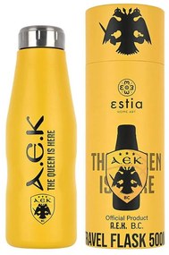 Ισοθερμικό Μπουκάλι Travel Flask AEK BC 00-13240 500ml Yellow-Black Estia Stainless Steel