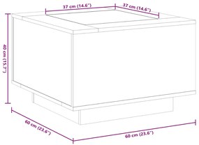 Τραπεζάκι Σαλονιού με LED Γκρι 60x60x40 εκ. Επεξεργασμένο Ξύλο - Γκρι