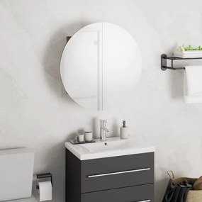 vidaXL Ντουλάπι Μπάνιου με Στρογγυλό Καθρέφτη&amp;LED Δρυς 40x40x17,5 εκ.