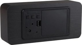 Επιτραπέζιο Ξύλινο Ψηφιακό Ρολόι με οθόνη LED, Ξυπνητήρι, Θερμόμετρο - Μαύρο