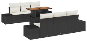 vidaXL σετ καναπέ  7 τεμαχίων με μαξιλάρια μαύρο πολυ ρατάν
