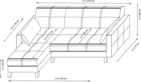 Γωνιακός Καναπές Κρεβάτι Κεραμιδί POLYA 130x216x86