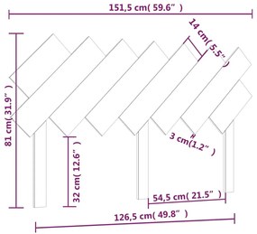 Κεφαλάρι Κρεβατιού Μελί 151,5x3x81 εκ. από Μασίφ Ξύλο Πεύκου - Καφέ
