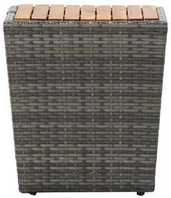 Τραπέζι Βοηθητικό Γκρι 41,5x41,5x43 εκ Συνθ.Ρατάν/Ξύλο Ακακίας - Γκρι