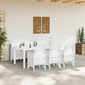 vidaXL Σέτ φαγητού για κήπο 7 pcs Λευκό Rattan Polt