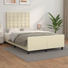 vidaXL Πλαίσιο Κρεβατιού με Κεφαλάρι Κρεμ 120x200 εκ. Συνθετικό Δέρμα