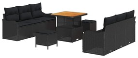 vidaXL Σετ Καναπέ Κήπου με μαξιλάρι 9 pcs Μαύρο 80 x 80 x 71 cm