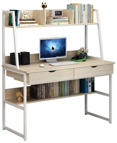 Γραφείο ArteLibre LILY FRANS Maple/Λευκό MDF/Μέταλλο 100x48x135cm-14370062