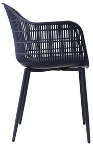 Πολυθρόνα BERRY Μεταλλική Μαύρη/PP-UV Μαύρο 58x58x85cm (Σετ 4 ΤΕΜ)