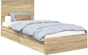 vidaXL Κρεβάτι Αποθήκης Δρύς Sonoma 90 x 200 cm Επεξεργασμένο ξύλο