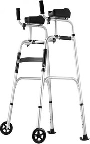 VEVOR 2 in 1 Folding Walker with Armrest Pads &amp; 5" Solid Wheel Height Adjustable