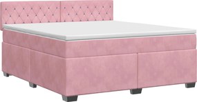 vidaXL Κρεβάτι box spring με στρώμα Ροζ 140 x 200 cm Βελούδο