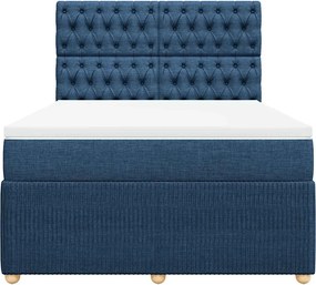 vidaXL Κρεβάτι Boxspring με Στρώμα Μπλε 140x200 εκ. Υφασμάτινο