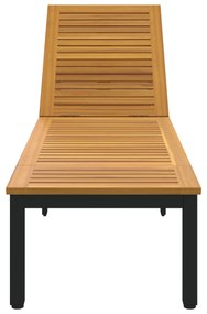 vidaXL Ξαπλώστρα Μαύρη 200x55x35 εκ Μασίφ Ξύλο Ακακίας