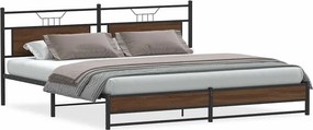 vidaXL Σκελετός Κρεβ. Χωρίς Στρώμα Καφέ Δρυς 200x200 εκ. Μεταλλικό