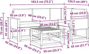 vidaXL Σειρά Καναπέ Εξωτερικού 5 pcs Φυσικό και Μπεζ Πολυεστέρας