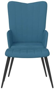 vidaXL Πολυθρόνα Relax Μπλε Βελούδινη με Σκαμπό