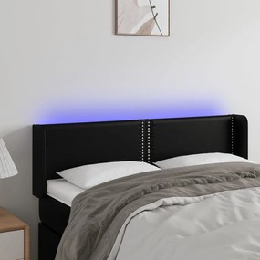 Κεφαλάρι Κρεβατιού LED Μαύρο 147x16x78/88 εκ. Συνθετ. Δέρμα - Μαύρο