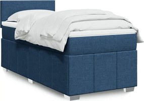 vidaXL Κρεβάτι Boxspring με Στρώμα Μπλε 90x200 εκ.Υφασμάτινο