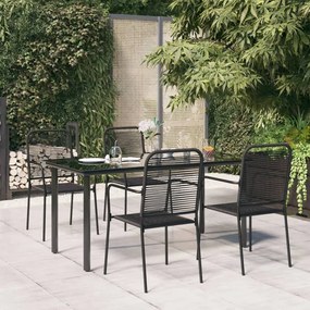 vidaXL Σετ Τραπεζαρίας Κήπου 5 Τεμαχίων Μαύρο Βαμβακερό Σχοινί/Ατσάλι