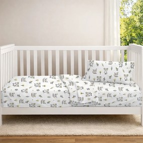 Σεντόνια Κούνιας (Σετ) Dimcol Baby Foxes 595 White - Grey