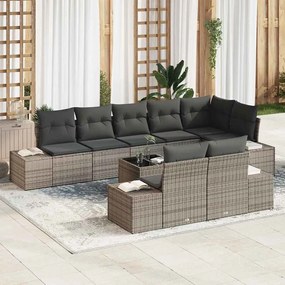 vidaXL Σετ Καναπέ Κήπου με μαξιλάρι 9 pcs Γκρι Πολυ ράταν