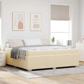 vidaXL Σκελετός Κρεβατιού με στρώμα Κρεμ 200 x 200 cm ύφασμα