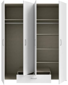 Ντουλάπα ανοιγόμενη τετράφυλλη Generiale μελαμίνη λευκή με 3 ράφια γκρι 177.5x54.2x210.5εκ 177.5x54.2x210.5 εκ.