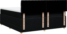 vidaXL Κρεβάτι Boxspring με Στρώμα Μαύρο 200x200 εκ. Υφασμάτινο