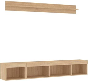 vidaXL Έπιπλα Τοίχου Τηλεόρασης 5 τεμ. LED Sonoma Δρυς από Επεξ. Ξύλο