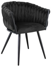 WOODWELL VERDI Πολυθρόνα Μέταλλο Βαφή Μαύρο, Ύφασμα Velure, Απόχρωση Μαύρο 64x54x80cm ΕΜ786,3