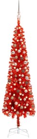 vidaXL Χριστουγεννιάτικο Δέντρο Slim με LED & Μπάλες Κόκκινο 180 εκ.