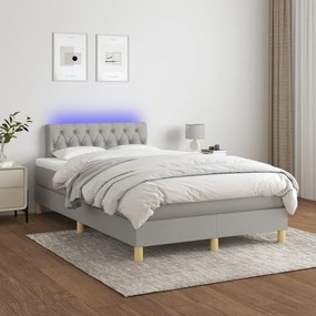 vidaXL Κρεβάτι Boxspring με Στρώμα &amp; LED Αν.Γκρι 120x190εκ. Υφασμάτινο