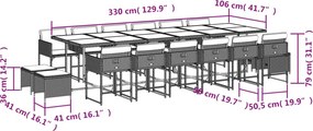 vidaXL Σετ Τραπεζαρίας Κήπου 17 τεμ Μικτό Μπεζ Συνθ. Ρατάν &amp; Μαξιλάρια