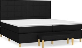 vidaXL Κρεβάτι Boxspring με Στρώμα Μαύρο 200x200 εκ. Υφασμάτινο