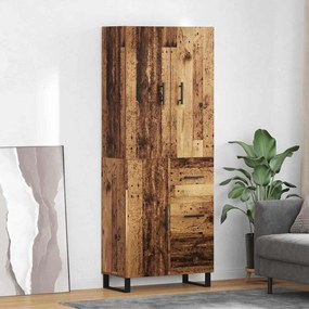 vidaXL Highboard με συρτάρι 2 pcs Παλιό Ξύλο Σύνθετο Ξύλο και Γυαλί