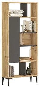 Βιβλιοθήκη Neville pakoworld φυσικό-ανθρακί 72x25x163.3εκ