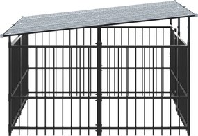 vidaXL Υπαίθριο Κλουβί Σκύλων με Οροφή από Χάλυβα 3,75 μ²