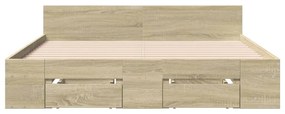 vidaXL Πλαίσιο Κρεβατιού με συρτάρια Sonoma Δρυς 140x200εκ. Επεξ. Ξύλο